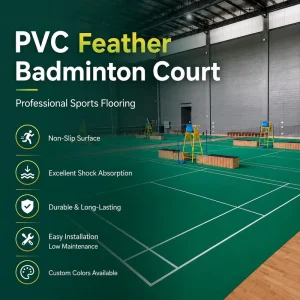 4.5mm Elastic Lychee Pattern Sport PVC Vinyl Flooring For Badminton Courts Tennis Court Plastic Sport Flooring For Basketball