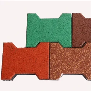 43mm Thick Dog Bone Rubber Tiles for Playground Garden Rubber Pavers