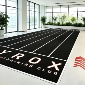 4m Wide Artificial Grass Sports Flooring with White Line Track