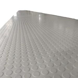 4mm Penny Design Coin Studded Rubber Flooring Mat Cutting Service Shore 38-65 Hardness Vans Warehouses Animal Cages