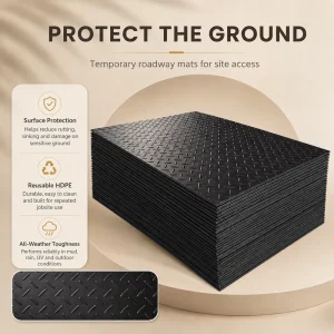 4×8 Plastic Construction Mats Heavy Duty HDPE Ground Protection Panels for Trucks Excavators and Temporary Driveways