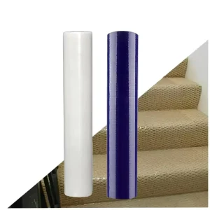 50MIC Blue Transparent PE Floor Protection Film Roll for Hard Floor Tiles Laminated Dust Proof Covering Masking