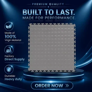 50x50cm Glossy Dot Textured PVC Interlocking Floor Tiles Bright Finish Anti-Slip Industrial Plastic Flooring for Warehouse Garage