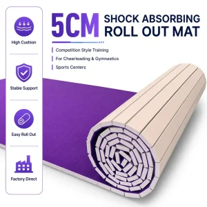 5CM Shock-Absorbing Cheerleading Gymnastics Mat Roll-Out Flooring for Competition Training and Sports Centers