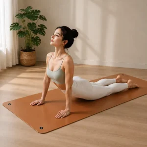 5mm PU Natural Rubber Yoga Mat with Alignment Lines Custom Fitness Exercise Grommet Hanging