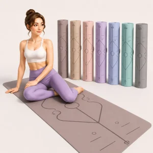 5mm Solid-Tone Symmetrical-Line PU Natural Rubber Yoga Mat for High-Intensity Training