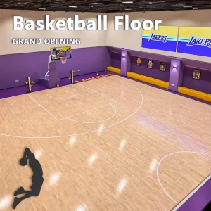 6.0mm Wood-grain Basketball Court Floor Shock-absorbing and Rebounding Rolled Sports Floor
