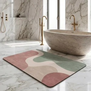 60*90cm Polyester Animal Print Cushioned Washable Christmas Style Non-Slip Bathroom Door Mat