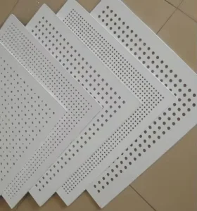 600x600mm Fireproof Acoustic Ceiling Panel 12 Pack Perforated Sound Absorbing Gypsum Board T Bar Grid for Home Theater Outdoor