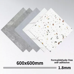 600x600mm PVC Marble Floor Tile Self-Adhesive Anti-Scratch Plastic Flooring for Home and Shopping Mall Renovation