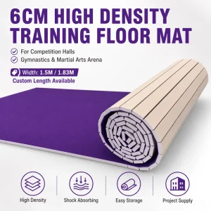 6CM High-Density Cheerleading Training Floor Mat Roll-Out Carpet for Competition Halls Gymnastics and Martial Arts Arenas