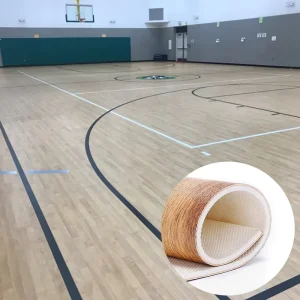 6mm Industrial Peel-and-Stick Vinyl Flooring Roll Waterproof Eco-Friendly for Indoor Sports Venues