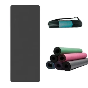 6mm PU Rubber Yoga Mat Set with Carry Bag for Home Gym, Pilates, Stretching, and Fitness