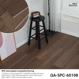 6mm SPC Flooring, Waterproof Click-Lock Vinyl Plank, Stone Plastic Composite Floor for Living Room, Bedroom, Hotel, Office and Apartment