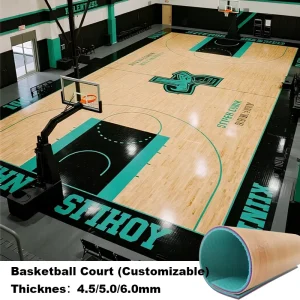 6mm Standard Basketball Court Vinyl Roll PVC Flooring Non Slip Waterproof Professional Indoor Gym Sports Floor School Training