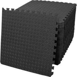 8 Pcs Black Gym Flooring Puzzle Mat Interlocking EVA Tile Anti-Slip Rubber Cushion Home Workout Matting 60x60cm