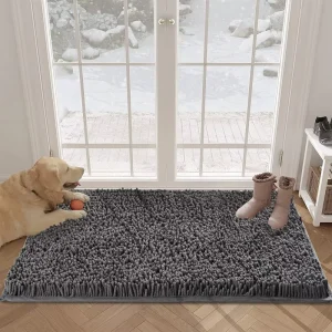 80x50cm Washable Floor Mats, Non-Slip Durable Chenille Rug, Absorbent Door Mat for Entryway, Mud Room, Patio