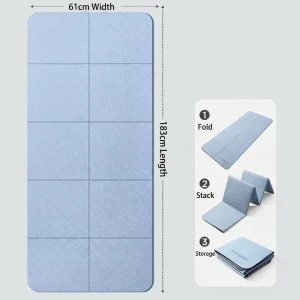 8mm Foldable TPE Yoga Mat Thickened 61cm Width Shock-Absorbing Water Resistant Eco-Friendly Portable Fitness Mat