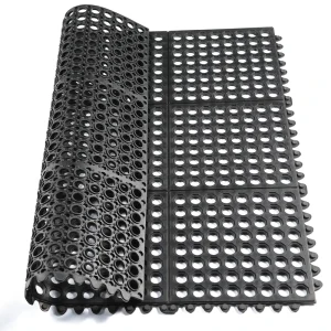 914*914*12mm Anti Slip Holes Hollow Ring Restaurant Kitchen Garden Floor Rubber Mat Rubber Anti fatigue Drainage Mat