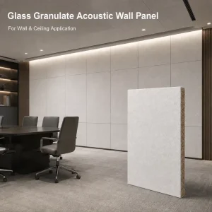 A1 Fireproof Sand Finish Inorganic Mineral Acoustic Celling Board Seamless Expanded Glass Granulate Acoustic Wall Panel