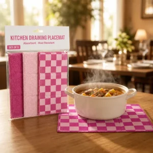Absorbent Quilted Microfiber Dish Drying Mat Heat-Resistant Draining Placemat