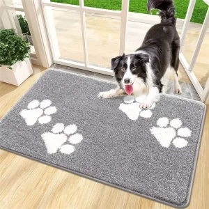Absorbent Tufted Plain Door Mat Non-Slip Machine Washable Entryway Dirt Trapper for Muddy Paws and Shoes