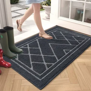 Absorbent Tufted Polypropylene Front Door Mat Washable Heavy Duty Non-Slip PET Friendly Entrance Floor Mats Dirt Trapper Large