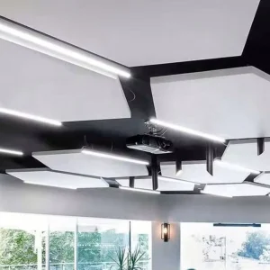 Acoustic Ceiling Panels Sound Reflector 4×8 Eco Friendly Suspended Canopy Hexagonal Tile