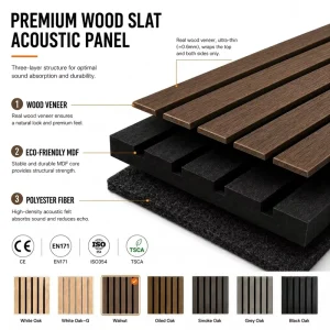 Acoustic Decorative Wall Panels MDF Slat Bulk Supplier for Office Space