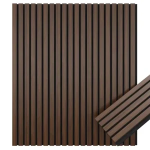 Acoustic Felt Board Backing Black Walnut Veneer MDF Slat Akupanel Wood Acoustic Wall Panel for Home Office Interior Decoration