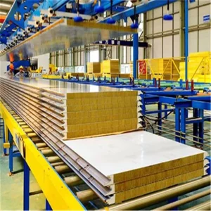 Acoustic Rock Wool PIR Sandwich Panels Contemporary Metal Water Resistant Soundproof Wall Roof Board for Warehouse Use