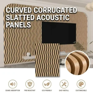 Acoustic Slatted Wood Wall Panels Noise Reduction Studio Acoustic Panel Modern Wood Veneer Slatted Wall Board for Home Theater