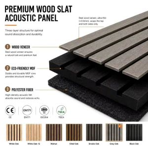 Acoustic Wall Panels Sound Absorbing MDF Slat Bulk OEM for Commercial Project Supplier