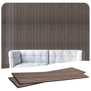 Acoustic Wood Akupanels Polyester Felt and Smoked Oak Wood Finish MDF Slat Wooden Acoustic Panel for Interior Wall Decoration