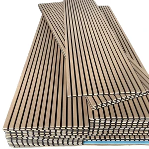 Acoustic Wood Veneer MDF Slatted Wall Panels 3D Modern Design Highly Effective Sound Absorption for Hotel Use