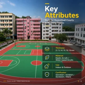 Acrylic-Coated Sports Court Flooring for Indoor and Outdoor Basketball and Pickleball Courts