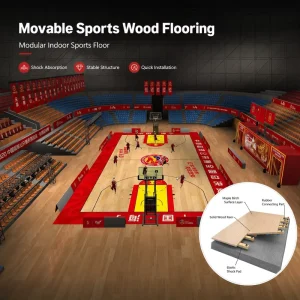 Adjustable Maple Hardwood Interlocking Floor Tiles for Hockey Training, Gym, Indoor Pickleball