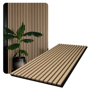 Akoestische Panelen Felt and MDF Slatted Wood Acoustic Panel Natural Oak Acoustic Slat Wood Wall Panels