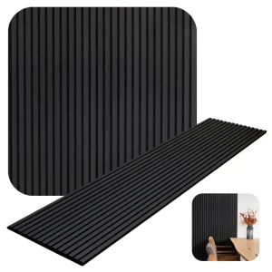Akupanel Acoustic Wood Wall Panel Polyester Acoustic Panel Black Oak Veneer MDF Wood Slat Acoustic Panels for Wall and Ceiling