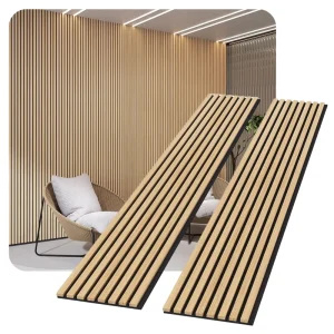 Akupanel Akoestische Panelen Black Acoustic Felt and Natural Oak Veneer MDF Slat Wood Wall Panels for Interior Wall Decor