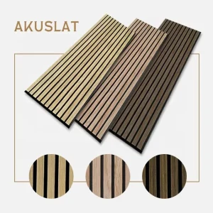 Akupanel Natural Wood Veneer Slat Wood Wall Soundproof Panels Pet Acoustic Ceiling Panels for Interior Wall Decor