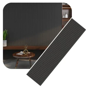 Akupanel Wood Acoustic Wall Panels Polyester Fiber Felt Backing Black Oak Veneer MDF Slat Acoustic Panel for Interior Decoration