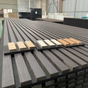 Akupanel Wood Veneer Sound absorbing Panels MDF Wooden Slat Wall Panels Ceiling PET Acoustics Panels