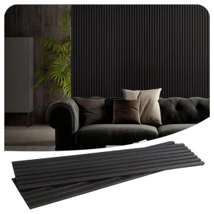 Akustikplatten 3D Acoustic Fluted Wall Panel Black Oak Veneer Wood Slat Acoustic Panels for Wall and Ceiling