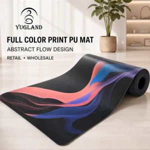Alignment Line Smooth PU Rubber Yoga Mat with Non-Slip Surface for Workouts and Studios