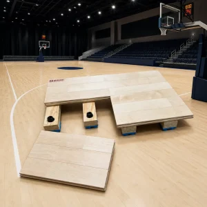 All One Indoor Multi Sport Flooring Solution Basketball Professional Interlocking Wood Floor Tiles Shock