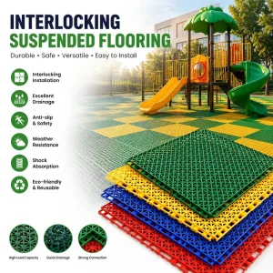 All-Weather Interlocking Suspended Polypropylene Sports Flooring Tiles for Tennis and Padel Courts