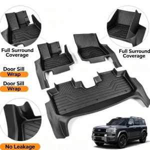 All Weather Protection TPE 3mm Thick Black Car Floor Liners Full Surround Door Sill Waterproof Anti Slip Full Set BYD Ti7 SUV