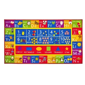 Alphabet and Numbers Play Rug for Kids, Washable Floor Mat for Home and Picnic Use