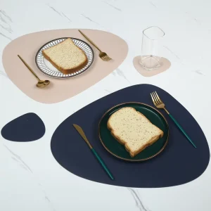American-style Leather Placemat Heat-resistant Water/oil-proof Insulating Nordic-style Modern Minimalist Circle Solid Color Mat